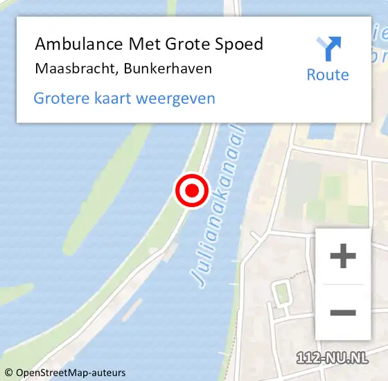 Locatie op kaart van de 112 melding: Ambulance Met Grote Spoed Naar Maasbracht, Bunkerhaven op 20 december 2020 14:58