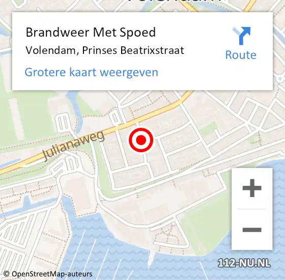 Locatie op kaart van de 112 melding: Brandweer Met Spoed Naar Volendam, Prinses Beatrixstraat op 20 december 2020 17:18