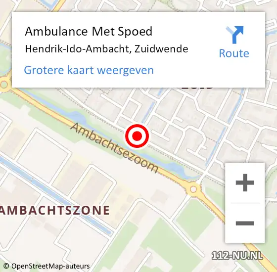 Locatie op kaart van de 112 melding: Ambulance Met Spoed Naar Hendrik-Ido-Ambacht, Zuidwende op 20 december 2020 17:18