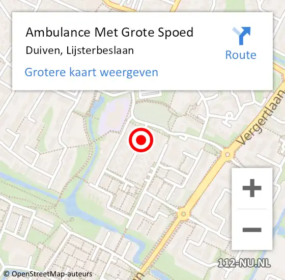 Locatie op kaart van de 112 melding: Ambulance Met Grote Spoed Naar Duiven, Lijsterbeslaan op 20 december 2020 18:51