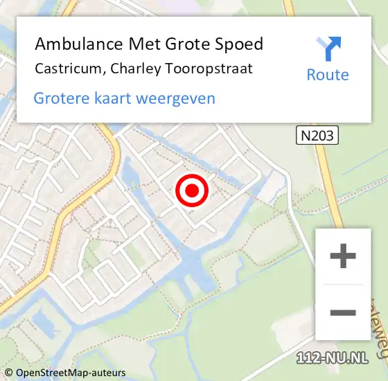 Locatie op kaart van de 112 melding: Ambulance Met Grote Spoed Naar Castricum, Charley Tooropstraat op 20 december 2020 19:09