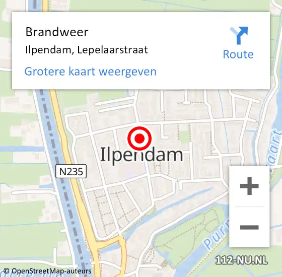 Locatie op kaart van de 112 melding: Brandweer Ilpendam, Lepelaarstraat op 20 december 2020 19:41