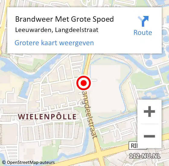 Locatie op kaart van de 112 melding: Brandweer Met Grote Spoed Naar Leeuwarden, Langdeelstraat op 20 december 2020 19:54