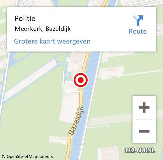 Locatie op kaart van de 112 melding: Politie Meerkerk, Bazeldijk op 20 december 2020 23:41