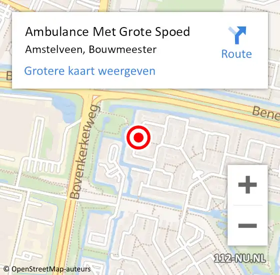 Locatie op kaart van de 112 melding: Ambulance Met Grote Spoed Naar Amstelveen, Bouwmeester op 21 december 2020 01:06