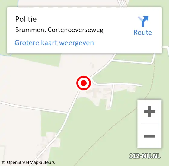 Locatie op kaart van de 112 melding: Politie Brummen, Cortenoeverseweg op 21 december 2020 01:12
