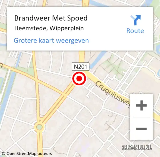 Locatie op kaart van de 112 melding: Brandweer Met Spoed Naar Heemstede, Wipperplein op 21 december 2020 01:17