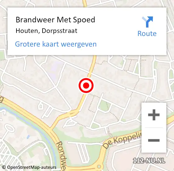 Locatie op kaart van de 112 melding: Brandweer Met Spoed Naar Houten, Dorpsstraat op 21 december 2020 07:20