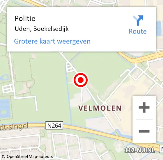 Locatie op kaart van de 112 melding: Politie Uden, Boekelsedijk op 21 december 2020 07:59