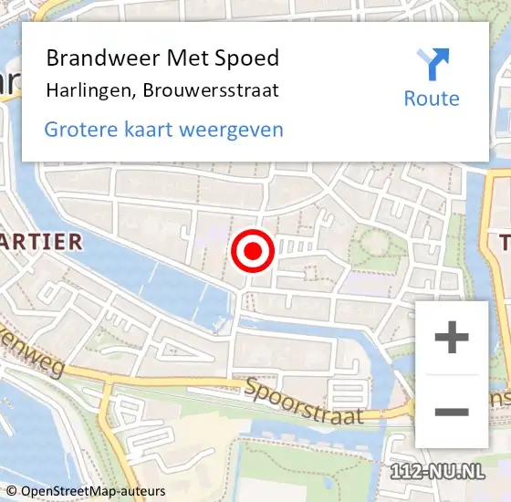 Locatie op kaart van de 112 melding: Brandweer Met Spoed Naar Harlingen, Brouwersstraat op 21 december 2020 09:33