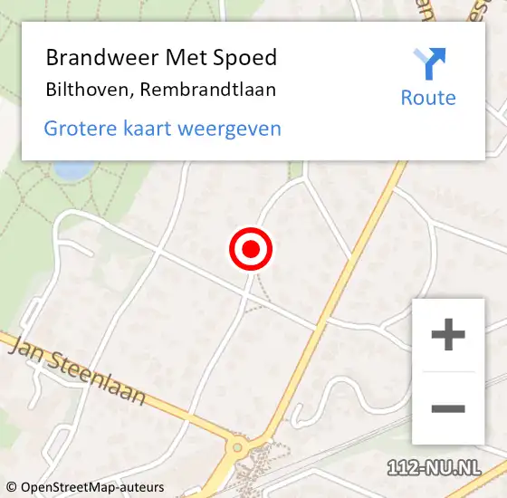 Locatie op kaart van de 112 melding: Brandweer Met Spoed Naar Bilthoven, Rembrandtlaan op 21 december 2020 10:34