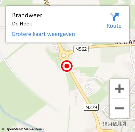 Locatie op kaart van de 112 melding: Brandweer De Hoek op 21 december 2020 11:00