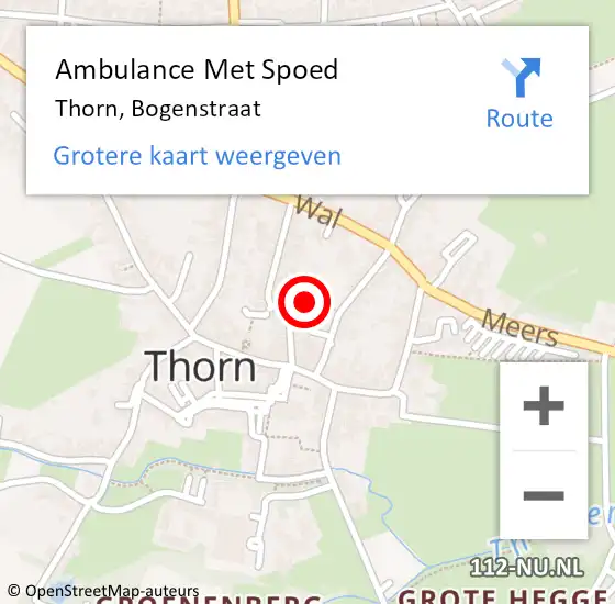 Locatie op kaart van de 112 melding: Ambulance Met Spoed Naar Thorn, Bogenstraat op 21 december 2020 11:05