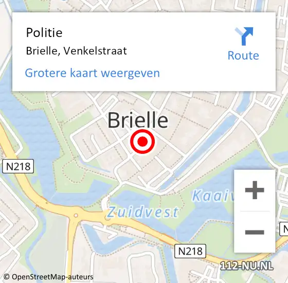 Locatie op kaart van de 112 melding: Politie Brielle, Venkelstraat op 21 december 2020 11:07