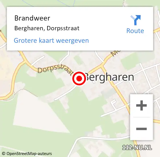 Locatie op kaart van de 112 melding: Brandweer Bergharen, Dorpsstraat op 21 december 2020 11:10