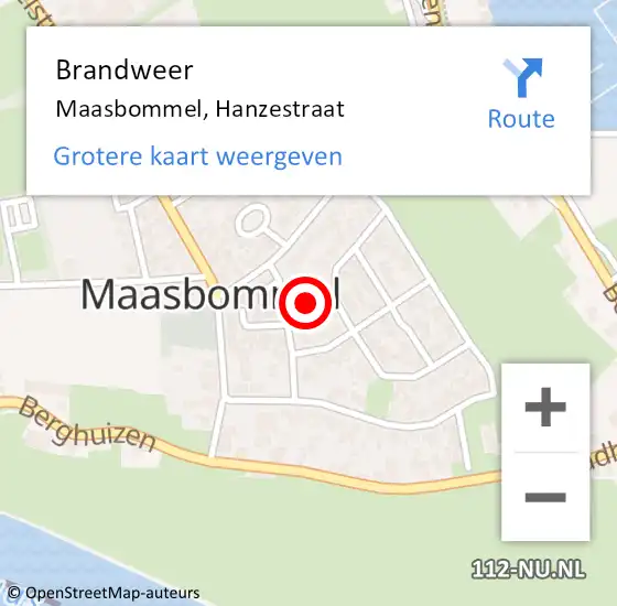 Locatie op kaart van de 112 melding: Brandweer Maasbommel, Hanzestraat op 21 december 2020 11:40