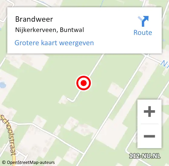 Locatie op kaart van de 112 melding: Brandweer Nijkerkerveen, Buntwal op 21 december 2020 11:40