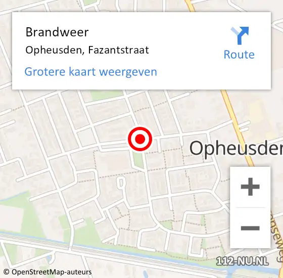 Locatie op kaart van de 112 melding: Brandweer Opheusden, Fazantstraat op 21 december 2020 11:40