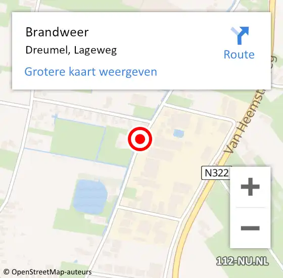 Locatie op kaart van de 112 melding: Brandweer Dreumel, Lageweg op 21 december 2020 12:01