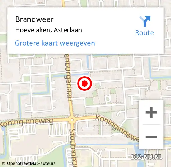 Locatie op kaart van de 112 melding: Brandweer Hoevelaken, Asterlaan op 21 december 2020 12:10