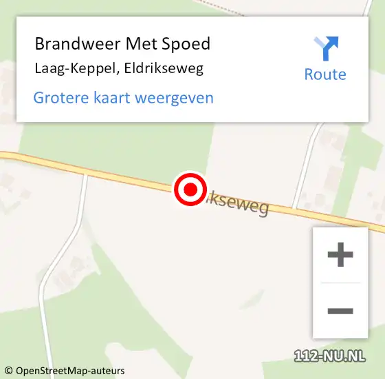 Locatie op kaart van de 112 melding: Brandweer Met Spoed Naar Laag-Keppel, Eldrikseweg op 21 december 2020 12:10