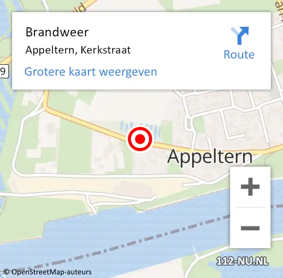 Locatie op kaart van de 112 melding: Brandweer Appeltern, Kerkstraat op 21 december 2020 12:11