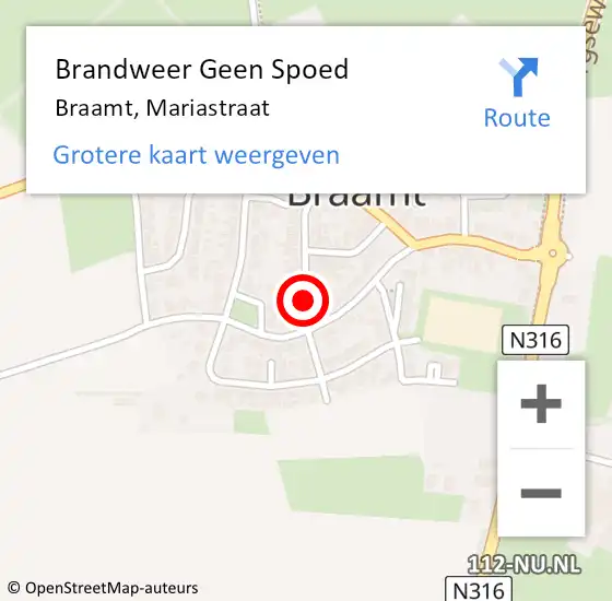 Locatie op kaart van de 112 melding: Brandweer Geen Spoed Naar Braamt, Mariastraat op 21 december 2020 12:11