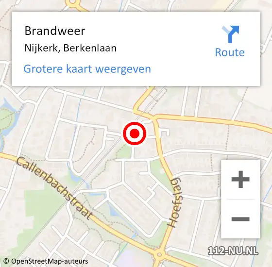 Locatie op kaart van de 112 melding: Brandweer Nijkerk, Berkenlaan op 21 december 2020 12:11