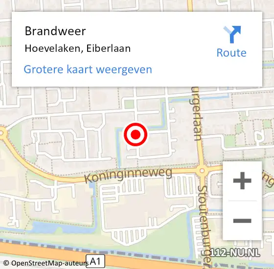 Locatie op kaart van de 112 melding: Brandweer Hoevelaken, Eiberlaan op 21 december 2020 12:13