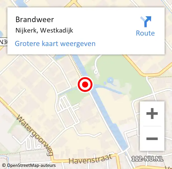 Locatie op kaart van de 112 melding: Brandweer Nijkerk, Westkadijk op 21 december 2020 12:16