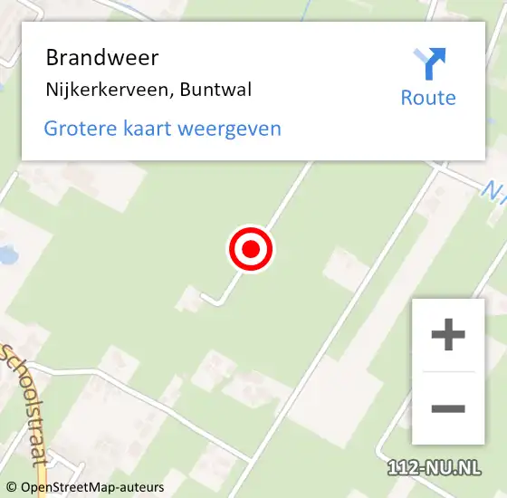 Locatie op kaart van de 112 melding: Brandweer Nijkerkerveen, Buntwal op 21 december 2020 12:16