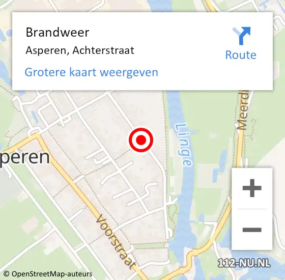 Locatie op kaart van de 112 melding: Brandweer Asperen, Achterstraat op 21 december 2020 12:16