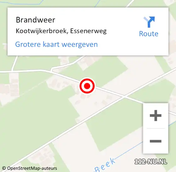 Locatie op kaart van de 112 melding: Brandweer Kootwijkerbroek, Essenerweg op 21 december 2020 12:16