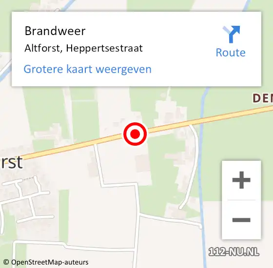 Locatie op kaart van de 112 melding: Brandweer Altforst, Heppertsestraat op 21 december 2020 12:17