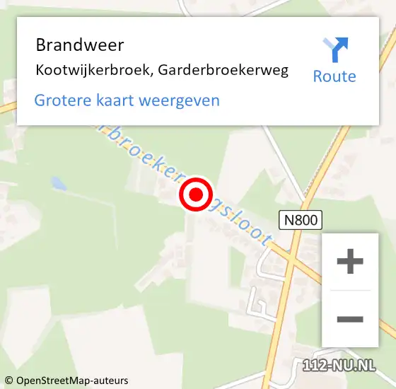 Locatie op kaart van de 112 melding: Brandweer Kootwijkerbroek, Garderbroekerweg op 21 december 2020 12:19