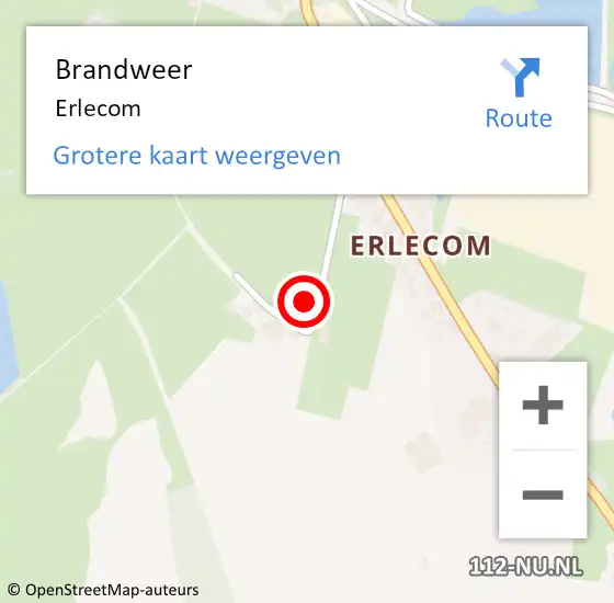 Locatie op kaart van de 112 melding: Brandweer Erlecom op 21 december 2020 12:22