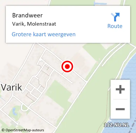 Locatie op kaart van de 112 melding: Brandweer Varik, Molenstraat op 21 december 2020 12:22