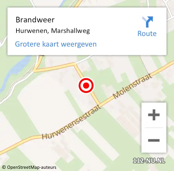 Locatie op kaart van de 112 melding: Brandweer Hurwenen, Marshallweg op 21 december 2020 12:24