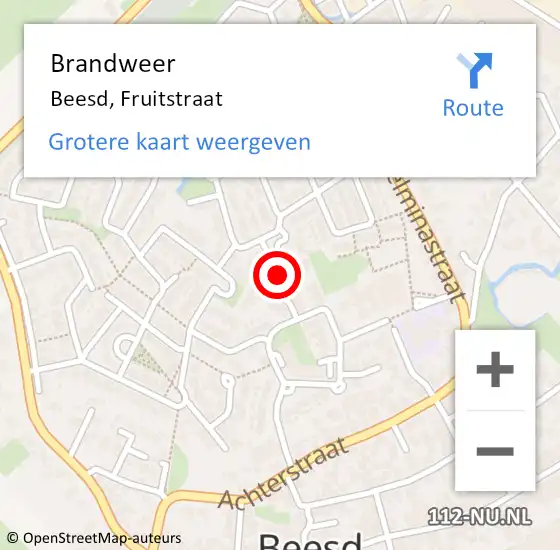 Locatie op kaart van de 112 melding: Brandweer Beesd, Fruitstraat op 21 december 2020 12:26