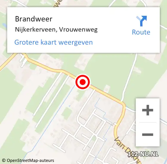Locatie op kaart van de 112 melding: Brandweer Nijkerkerveen, Vrouwenweg op 21 december 2020 12:27