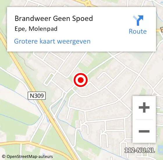 Locatie op kaart van de 112 melding: Brandweer Geen Spoed Naar Epe, Molenpad op 21 december 2020 12:29