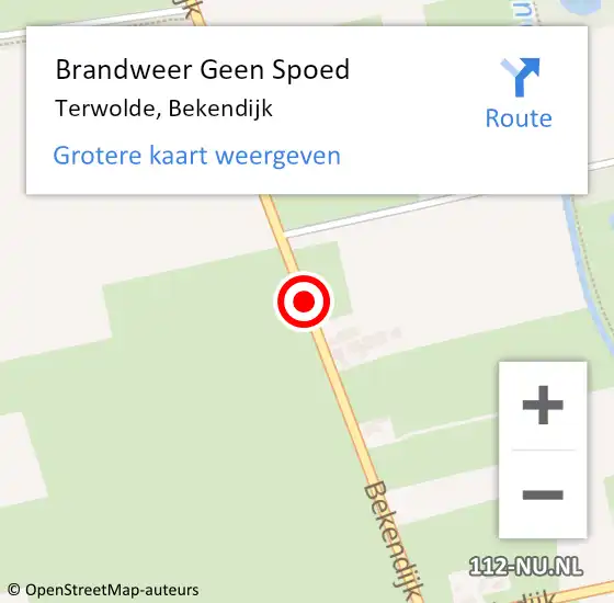 Locatie op kaart van de 112 melding: Brandweer Geen Spoed Naar Terwolde, Bekendijk op 21 december 2020 12:30