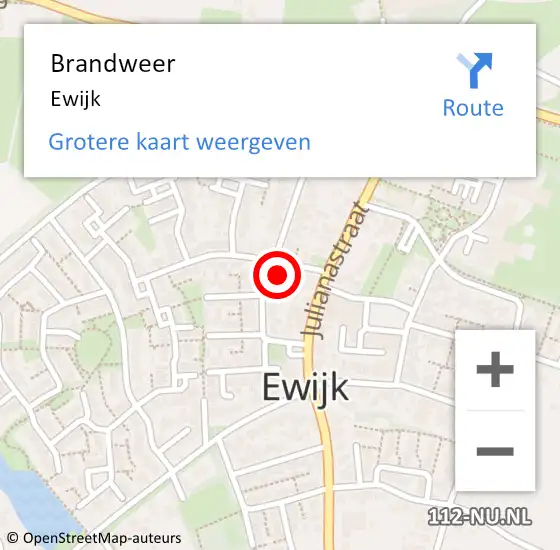 Locatie op kaart van de 112 melding: Brandweer Ewijk op 21 december 2020 12:32