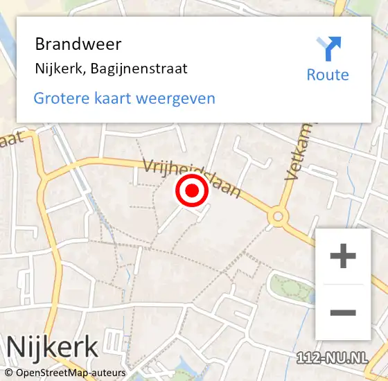 Locatie op kaart van de 112 melding: Brandweer Nijkerk, Bagijnenstraat op 21 december 2020 12:35