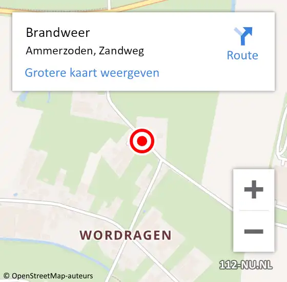 Locatie op kaart van de 112 melding: Brandweer Ammerzoden, Zandweg op 21 december 2020 12:35