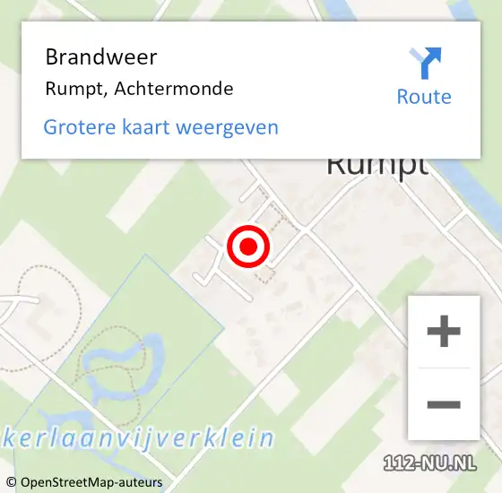 Locatie op kaart van de 112 melding: Brandweer Rumpt, Achtermonde op 21 december 2020 12:40