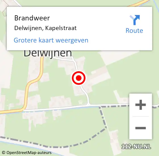 Locatie op kaart van de 112 melding: Brandweer Delwijnen, Kapelstraat op 21 december 2020 12:45