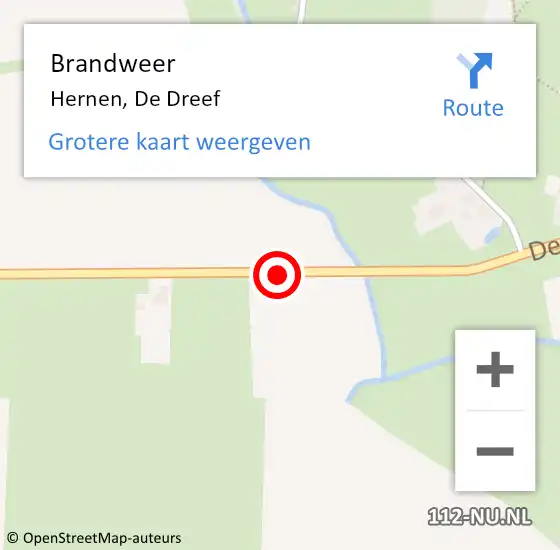 Locatie op kaart van de 112 melding: Brandweer Hernen, De Dreef op 21 december 2020 12:45