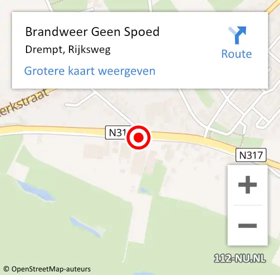 Locatie op kaart van de 112 melding: Brandweer Geen Spoed Naar Drempt, Rijksweg op 21 december 2020 12:45