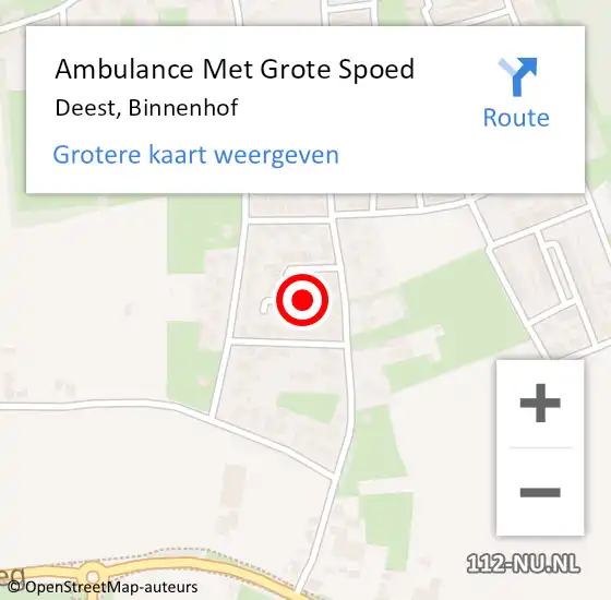 Locatie op kaart van de 112 melding: Ambulance Met Grote Spoed Naar Deest, Binnenhof op 21 december 2020 12:47